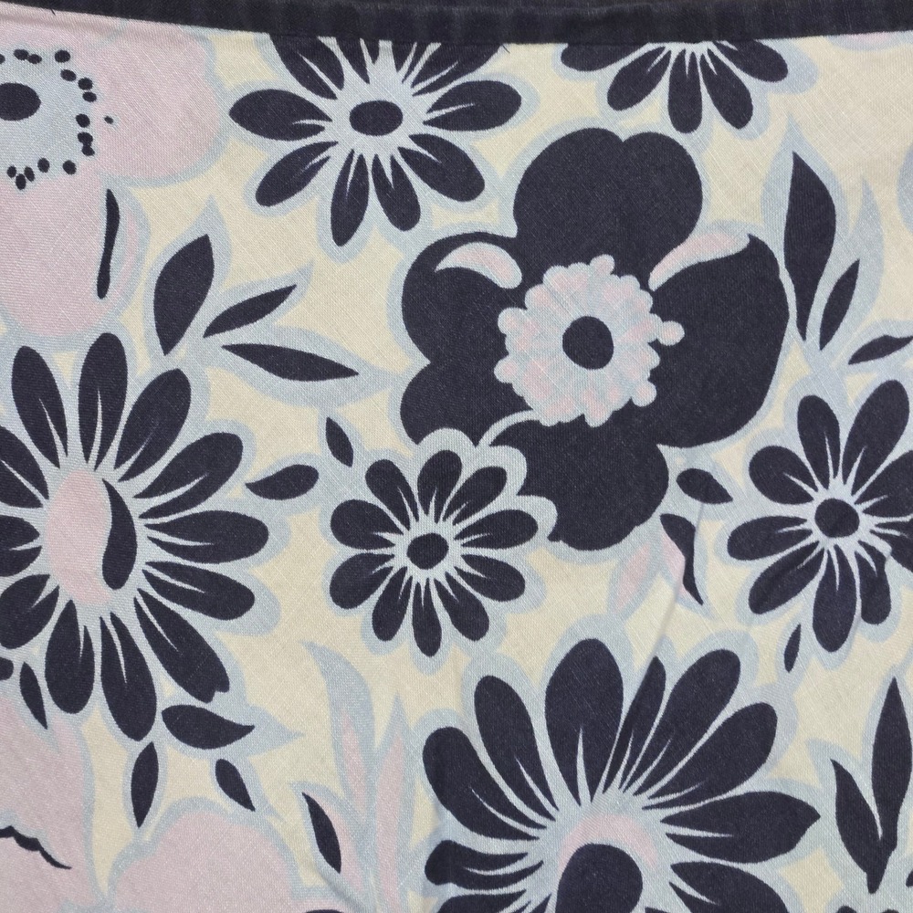 Ann Taylor LOFT Womens 4 Linen Floral Skirt Navy Blue White Lavender Knee Length